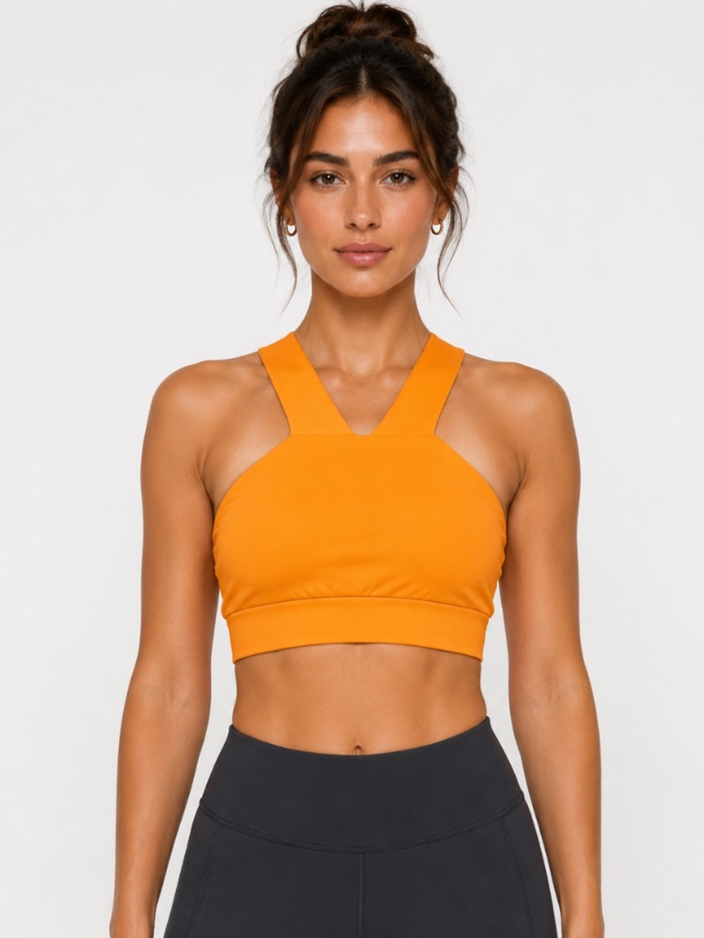 Becco Orange Halter Sports Bra Top XS NWT